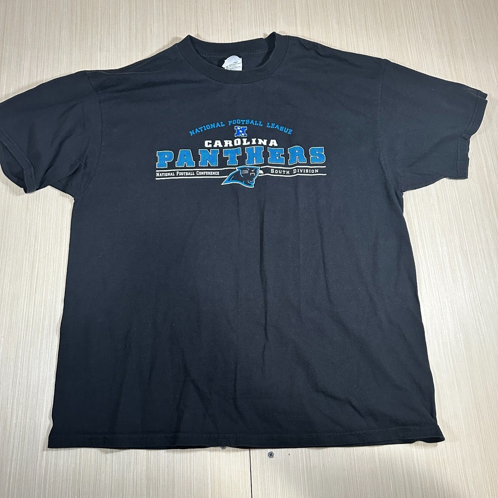 Delta Pro Weight Carolina Panthers‎ NFL T-Shirt Youth XL Black Cotton Crew Neck